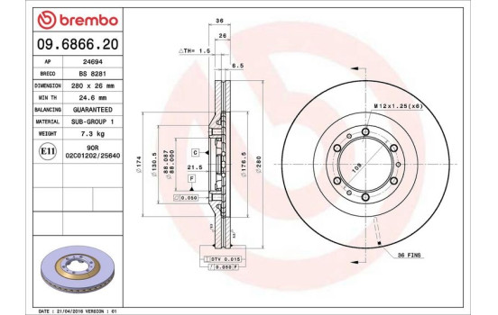 Bromsskiva 09.6866.20 Brembo, bild 4
