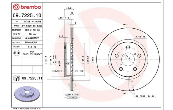 Bromsskiva 09.7225.10 Brembo, bild 4