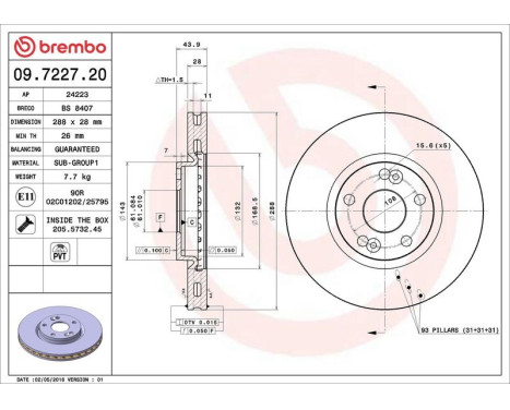 Bromsskiva 09.7227.20 Brembo, bild 4