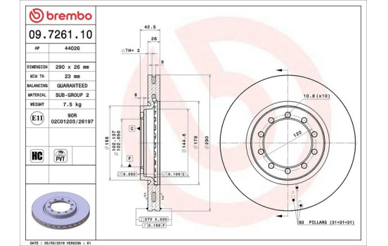 Bromsskiva 09.7261.10 Brembo, bild 2