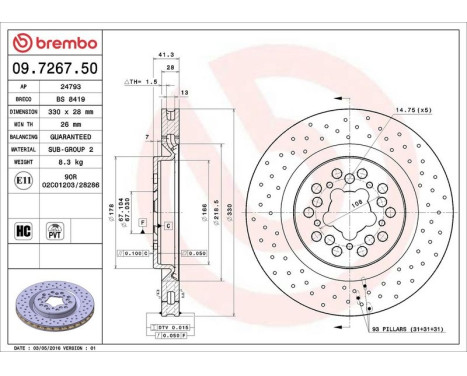 Bromsskiva 09.7267.50 Brembo, bild 4