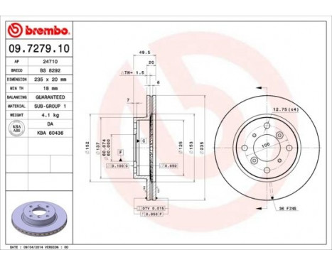 Bromsskiva 09.7279.10 Brembo, bild 3