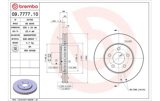 Bromsskiva 09.7777.10 Brembo, bild 3