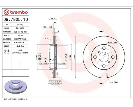 Bromsskiva 09.7825.10 Brembo, bild 4