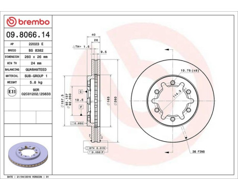 Bromsskiva 09.8066.14 Brembo, bild 3