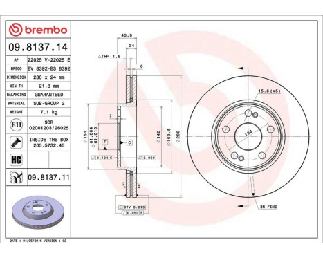 Bromsskiva 09.8137.14 Brembo, bild 4