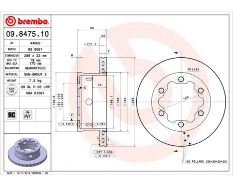 Bromsskiva 09.8475.10 Brembo, bild 3