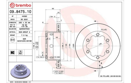 Bromsskiva 09.8475.10 Brembo, bild 3