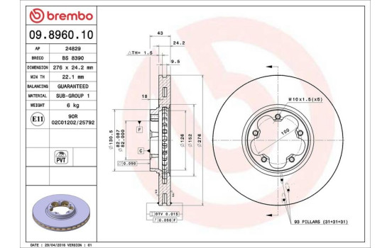 Bromsskiva 09.8960.10 Brembo, bild 4