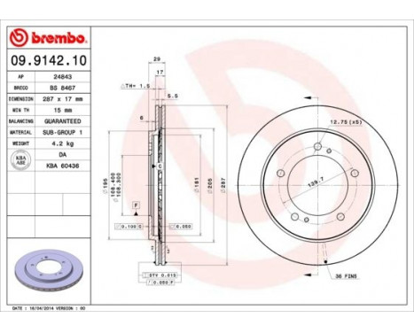 Bromsskiva 09.9142.10 Brembo, bild 3