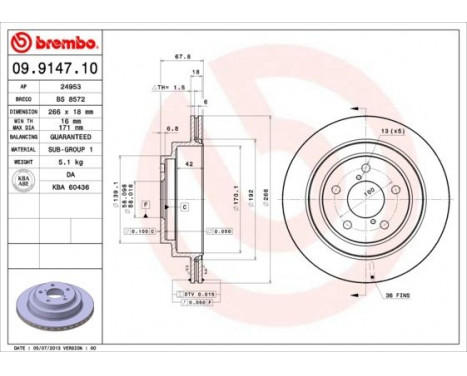 Bromsskiva 09.9147.10 Brembo, bild 2