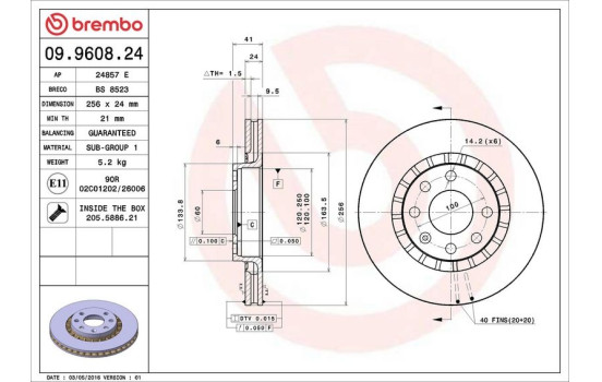 Bromsskiva 09.9608.24 Brembo, bild 4