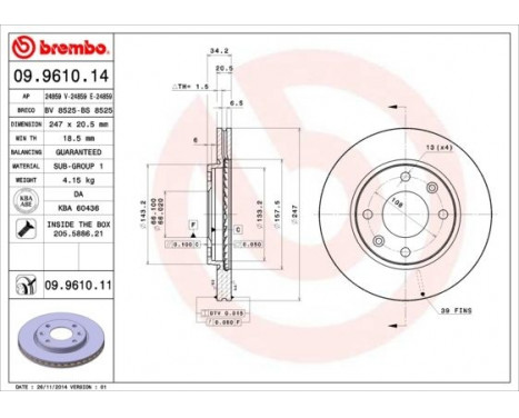 Bromsskiva 09.9610.14 Brembo, bild 3