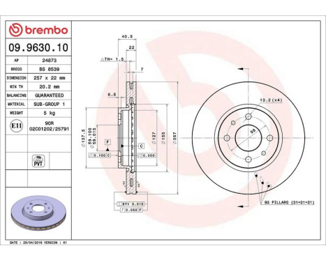 Bromsskiva 09.9630.10 Brembo, bild 4