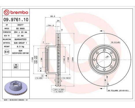 Bromsskiva 09.9761.10 Brembo, bild 3