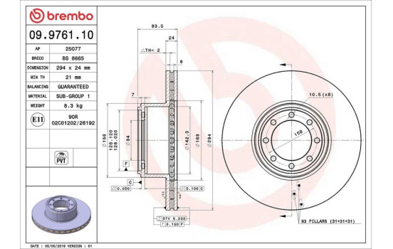 Bromsskiva 09.9761.10 Brembo, bild 3