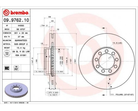 Bromsskiva 09.9762.10 Brembo, bild 2