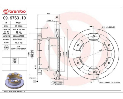 Bromsskiva 09.9763.10 Brembo, bild 3