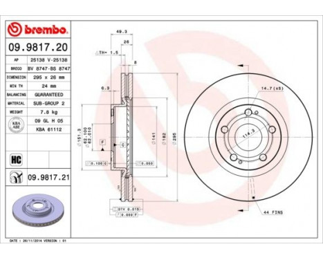 Bromsskiva 09.9817.20 Brembo, bild 2