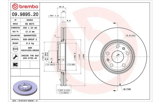 Bromsskiva 09.9895.20 Brembo, bild 3