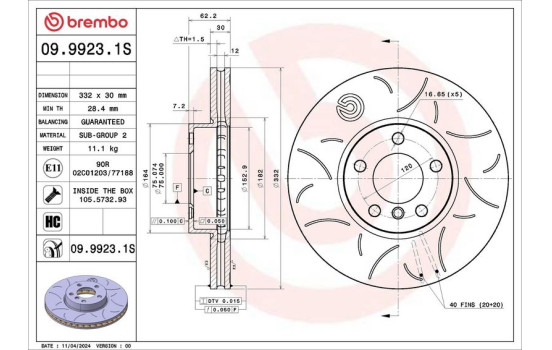 Bromsskiva 09.9923.1S Brembo