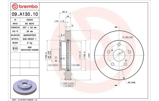 Bromsskiva 09.A130.10 Brembo, bild 3