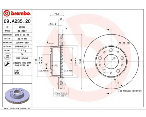 Bromsskiva 09.A235.20 Brembo, bild 2