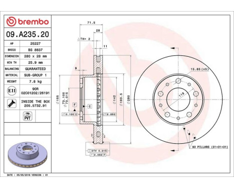 Bromsskiva 09.A235.20 Brembo, bild 3