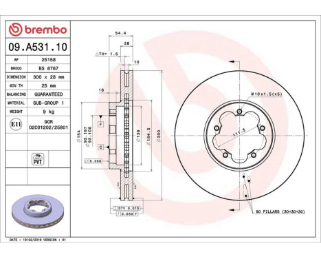Bromsskiva 09.A531.10 Brembo, bild 3