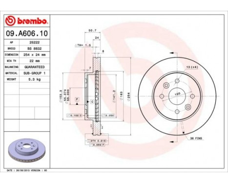 Bromsskiva 09.A606.10 Brembo, bild 2