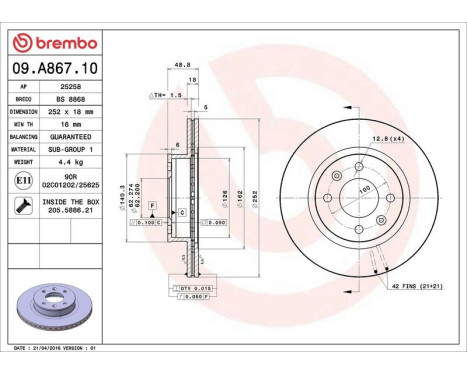 Bromsskiva 09.A867.10 Brembo, bild 3
