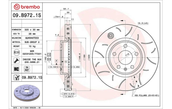 Bromsskiva 09.B972.1S Brembo