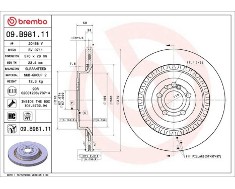 Bromsskiva 09.B981.11 Brembo