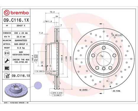 Bromsskiva 09.C116.1X Brembo