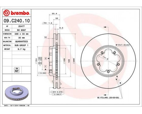 Bromsskiva 09.C240.10 Brembo, bild 2