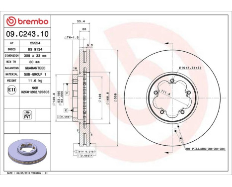 Bromsskiva 09.C243.10 Brembo, bild 3