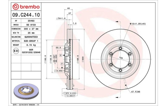 Bromsskiva 09.C244.10 Brembo, bild 3