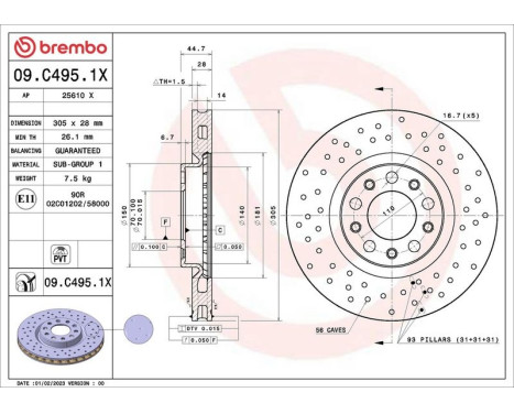 Bromsskiva 09.C495.1X Brembo, bild 2