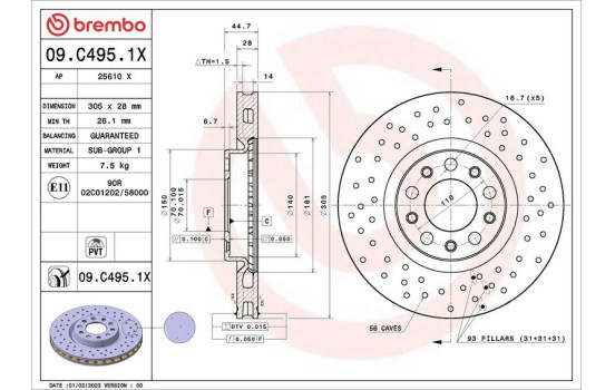 Bromsskiva 09.C495.1X Brembo, bild 2