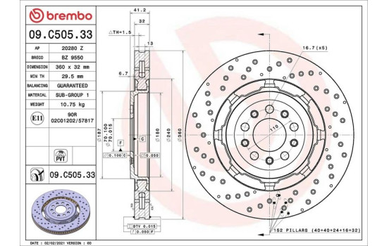Bromsskiva 09.C505.33 Brembo