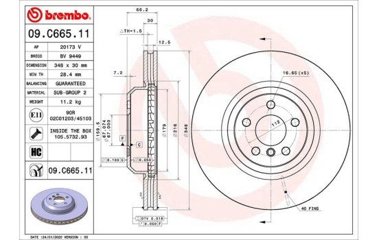 Bromsskiva 09.C665.11 Brembo, bild 4