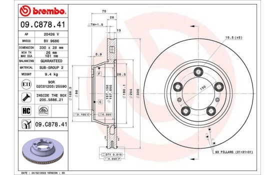 Bromsskiva 09.C878.41 Brembo