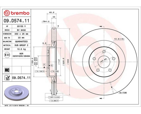 Bromsskiva 09.D574.11 Brembo