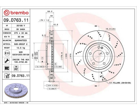 Bromsskiva 09.D763.11 Brembo, bild 2