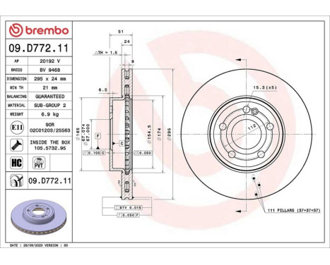 Bromsskiva 09.D772.11 Brembo