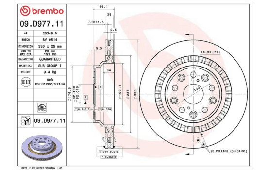 Bromsskiva 09.D977.11 Brembo