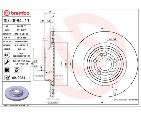 Bromsskiva 09.D984.11 Brembo
