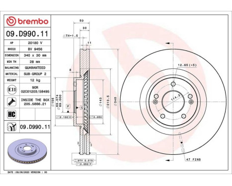 Bromsskiva 09.D990.11 Brembo, bild 2