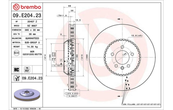 Bromsskiva 09.E204.23 Brembo