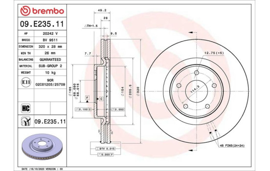 Bromsskiva 09.E235.11 Brembo